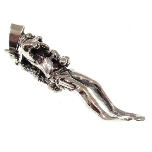 Solid 925 Sterling Silver Scuba Diver Pendant, Deep Sea Aquanaut Jewelry - Picture 5 of 7